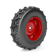 Image showing Tractor wheel on white