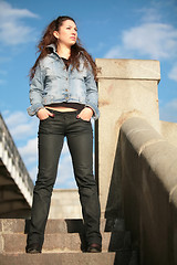 Image showing brunette in jeans jacket