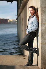 Image showing beautiful brunette near water