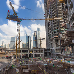 Image showing Modern building constraction site works.