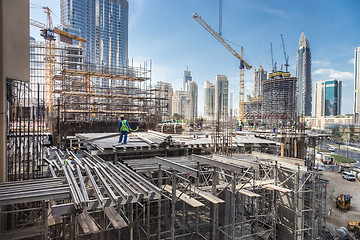 Image showing Modern building constraction site works.