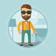 Image showing Blind man with stick vector illustration.