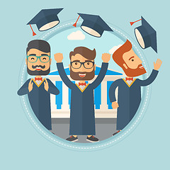 Image showing Graduates throwing up hats vector illustration.