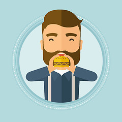 Image showing Man eating hamburger vector illustration.