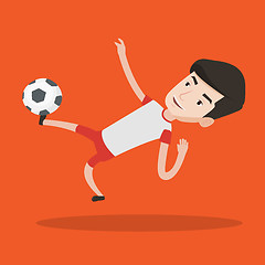 Image showing Soccer player kicking ball vector illustration.