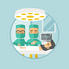 Image showing Two surgeons making operation vector illustration.