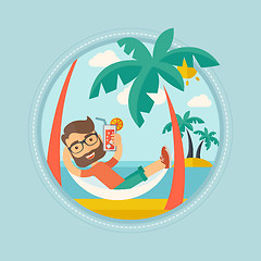 Image showing Man chilling in hammock vector illustration.