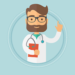 Image showing Doctor holding file vector illustration.