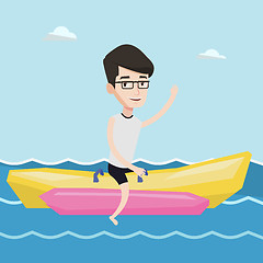 Image showing Tourists riding a banana boat vector illustration.