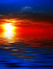 Image showing Sunset on water