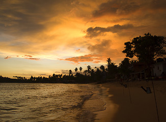 Image showing Tropical sunset landscape at the beach