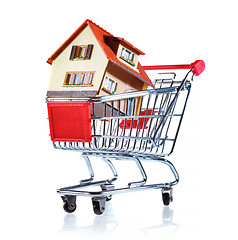 Image showing Shopping cart and house