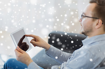 Image showing man with tablet pc at home