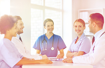 Image showing group of happy doctors meeting at hospital office