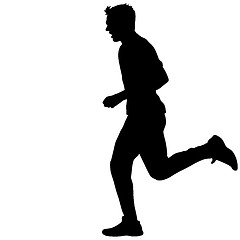 Image showing Silhouettes Runners on sprint, men. illustration