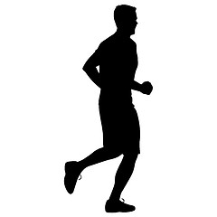 Image showing Silhouettes. Runners on sprint, men. illustration