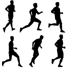 Image showing Set of silhouettes. Runners on sprint, men. illustration