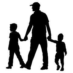 Image showing Set silhouette of happy family on a white background. illustration.