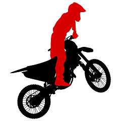 Image showing Silhouettes Rider participates motocross championship. illustration