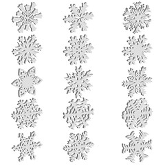 Image showing Set snowflakes icons on white background, illustration