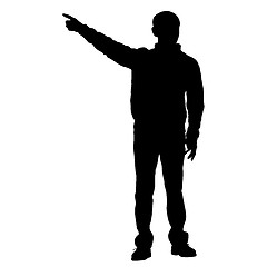 Image showing Silhouette of a man with his hand raised. illustration