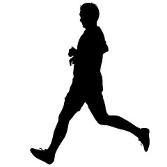 Image showing Silhouettes. Runners on sprint, men. illustration