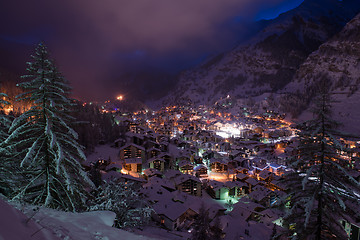 Image showing aerial view on zermatt valley and matterhorn peak