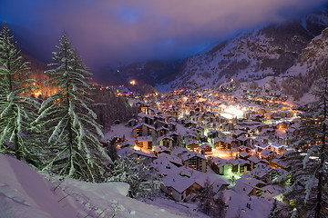 Image showing aerial view on zermatt valley and matterhorn peak