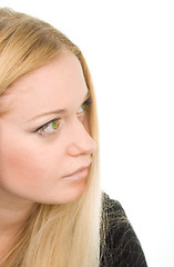 Image showing attractive green-eyed dreaming woman