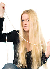Image showing blonde with pearls