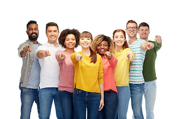 Image showing international group of people pointing on you