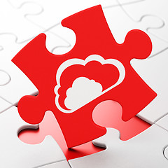 Image showing Cloud technology concept: Cloud on puzzle background