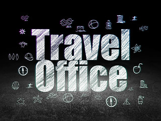 Image showing Vacation concept: Travel Office in grunge dark room