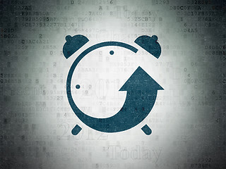 Image showing Time concept: Alarm Clock on Digital Data Paper background