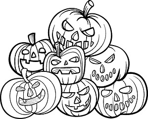Image showing halloween pumpkins coloring book