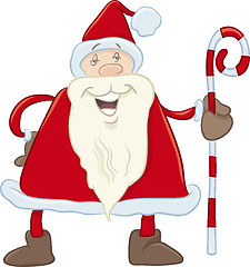 Image showing santa with cane cartoon