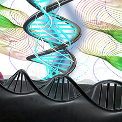Image showing DNA structure model Background. 3d illustration