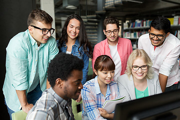 Image showing international students with computers at library