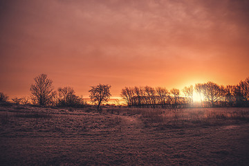 Image showing Beautiful sunrise in a countryside landscape