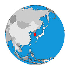 Image showing South Korea on globe