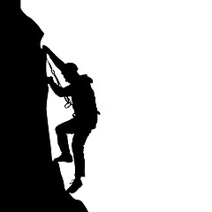 Image showing Black silhouette rock climber on white background. illustration