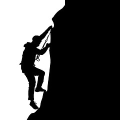 Image showing Black silhouette rock climber on white background. illustration