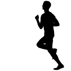 Image showing Silhouettes Runners on sprint, men. illustration