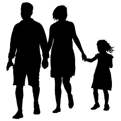 Image showing Set silhouette of happy family on a white background. illustration.