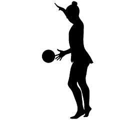 Image showing Silhouette girl gymnast with the ball. illustration