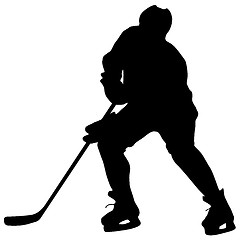 Image showing Silhouette of hockey player. Isolated on white. illustrations