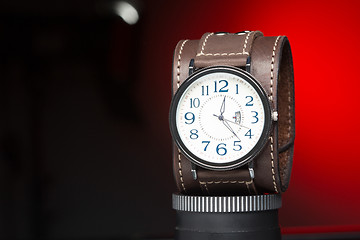 Image showing men\'s watches with wide leather bracelet 