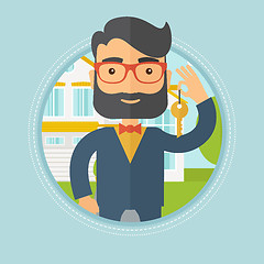 Image showing Real estate agent with key vector illustration.