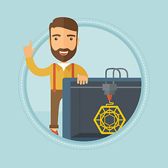 Image showing Man with three D printer vector illustration.