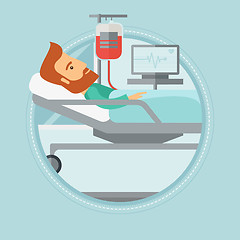 Image showing Man lying in hospital bed vector illustration.